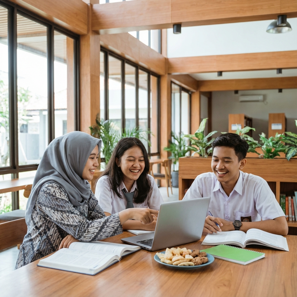 Siswa belajar dengan teknologi